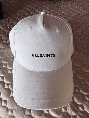 AllSaints White with black Logo Baseball Cap Hat with unisex nwt